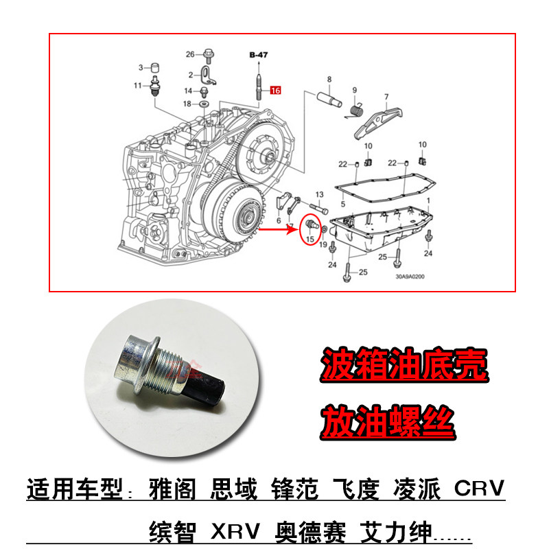 适用雅阁思域锋范飞度凌派CRV缤智波箱变速箱油底壳放油螺丝垫片