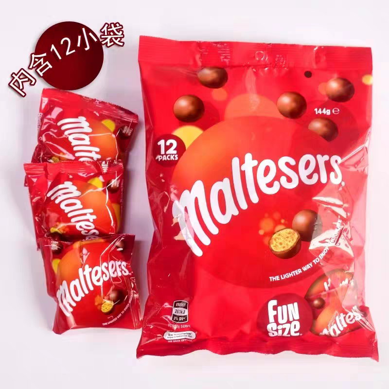 澳大利亚进口零食Maltesers麦丽素麦提莎脆心夹心牛奶巧克力144g