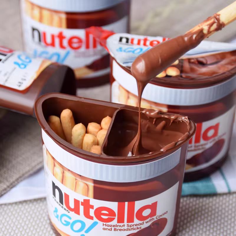 进口零食品费列罗nutella能多益儿童榛子巧克力酱手指饼干棒52g