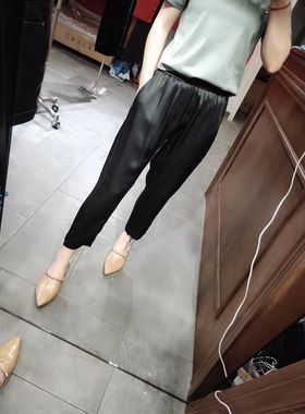 滑溜溜越穿越凉！滑爽垂顺进口醋酸双面缎百搭黑色休闲哈伦八分裤