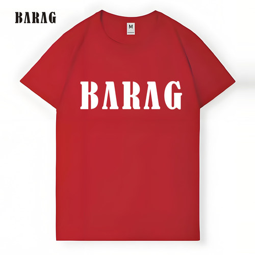 barag伯徕 越野改装文创主题春夏男女纯棉短袖T恤红文字logo胸标