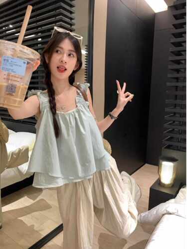 设计感夏季无袖娃娃衫宽松小众