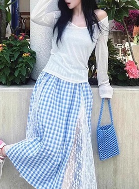 法式白色辣妹长袖防晒衫女气质挂脖纯色背心纯欲风吊带上衣罩衫女