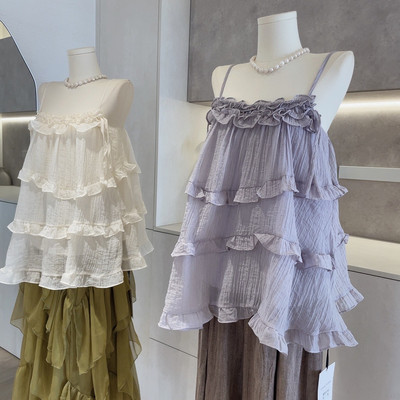 送运费险-法式气质荷叶边背心