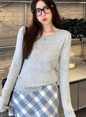 白色打底衫女2025新款秋冬木耳边高级感小香风内搭毛衣针织衫上衣