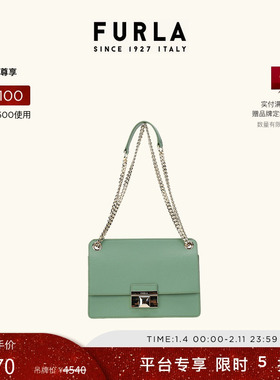 FURLA芙拉VENERE牛皮小号女士简约斜挎包小方包时尚休闲链条包