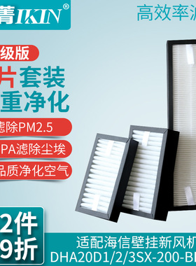 适配海信壁挂新风机过滤网DHA20D1/2/3SX-200-BFN01初效除尘滤芯