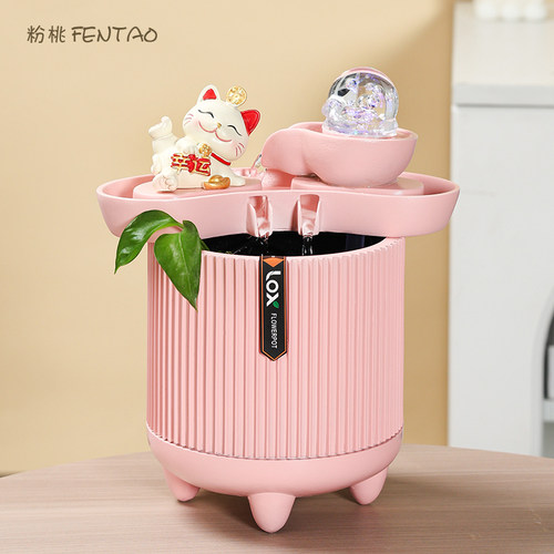 招财猫水晶球招财流水摆件客厅