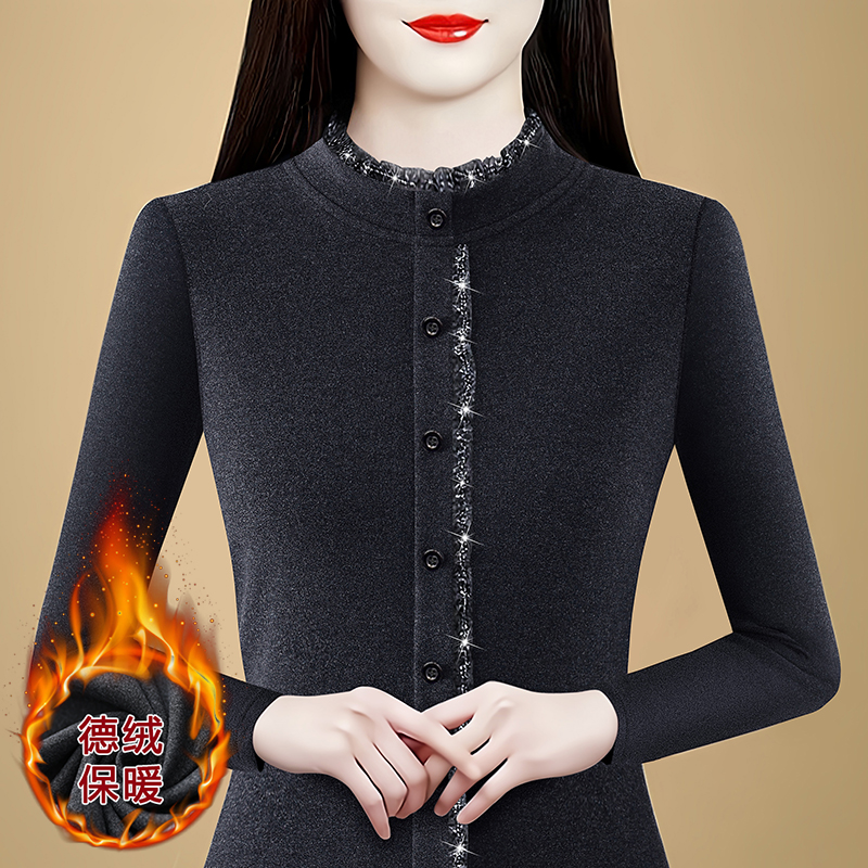 中老年一体德绒发热保暖衣打底衫