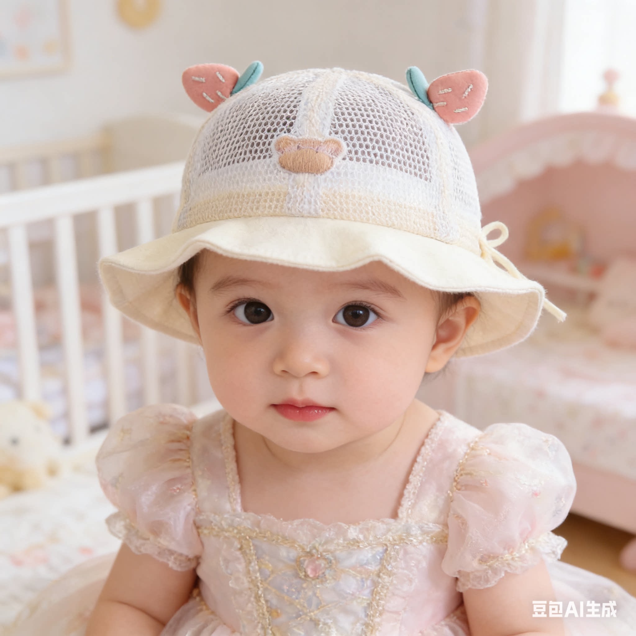 婴儿网眼渔夫帽夏季新款男女宝宝可爱薄款可调节防晒遮阳帽儿童帽