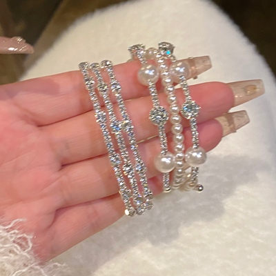 爆闪锆石珍珠小众高级手镯手链女