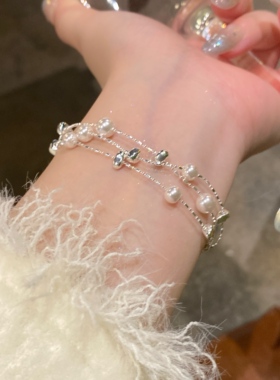 轻奢珍珠手链女多层叠戴设计师款