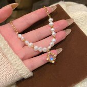 「琉璃梦境」天然淡水珍珠项链轻奢设计感水滴吊坠颈链锁骨链女