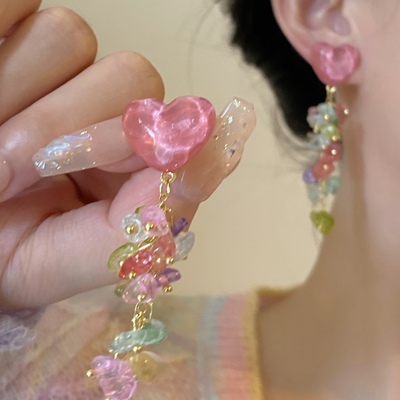 然后我们跳舞了甜美水晶花朵耳钉