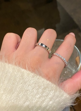 极简主义简约锆石戒指女小众