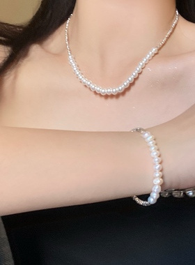 然后我们跳舞了爆款碎银珍珠项链
