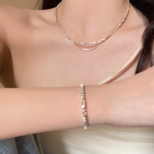 「碎银几两」然后我们跳舞了爆闪碎银简约百搭气质纯银项链锁骨链