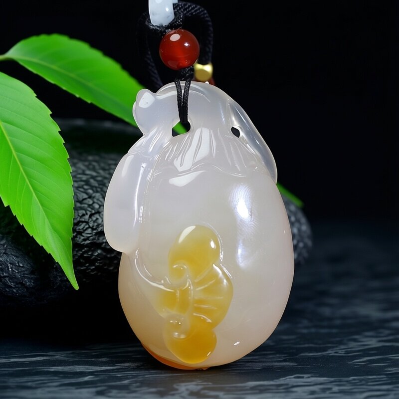 天然玛瑙如意大挂件金钱小把件