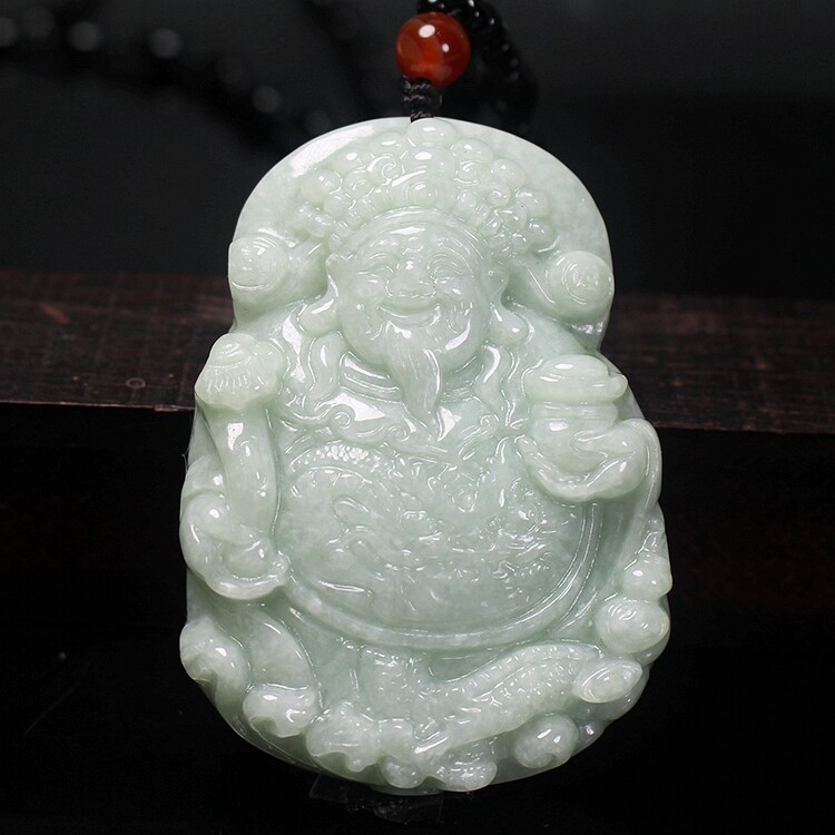 天然翡翠A货财神玉挂件