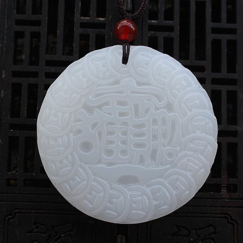 特价天然汉白玉挂件招财进宝挂坠