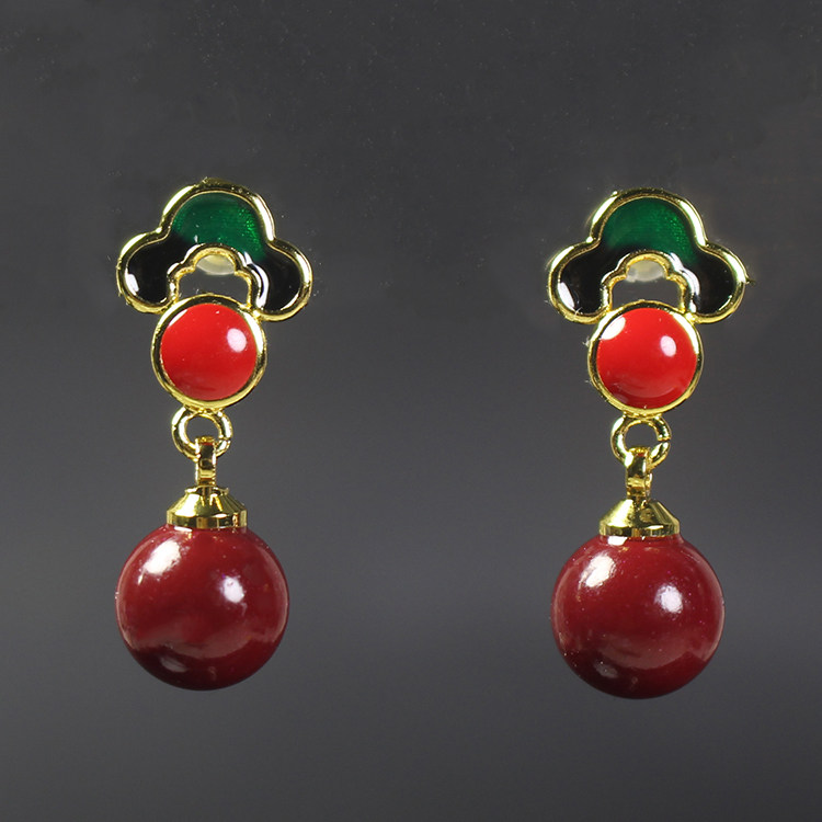 朱砂祥云耳钉如意耳饰朱砂耳钉紫金砂本命年红色耳坠气质耳环,珠宝/钻石/翡翠,耳饰,淘宝优惠券,粉丝福利购,淘宝优惠卷