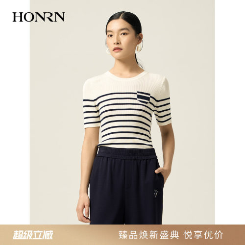 HONRN/红人莱赛尔混纺短袖针织衫