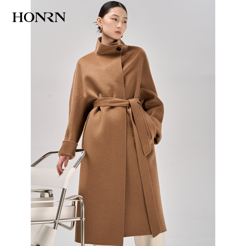 HONRN/红人骆驼绒驼色双面呢大衣