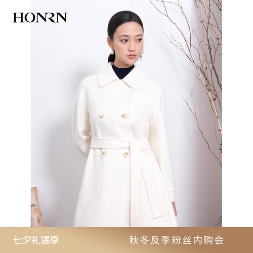 HONRN/红人系带山羊绒羊毛大衣