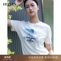 商场同款HONRN/红人亲肤纯棉圆领宽松女t恤上衣夏秋HK22SY068