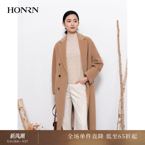 HONRN/红人山羊绒羊毛呢大衣外套