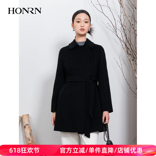 HONRN/红人山羊绒羊毛呢大衣外套