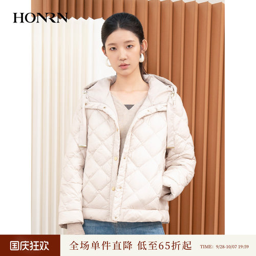 HONRN/红人短款连帽白鹅绒羽绒服