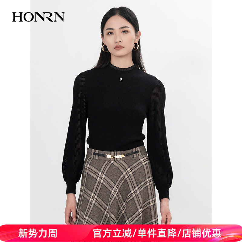 HONRN/红人修身高领打底羊毛衣针织衫内搭上衣女秋冬HI55OM103