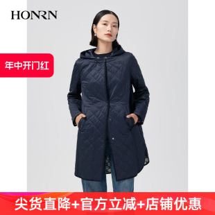 宽松轻薄连帽棉衣棉服外套女冬季 红人休闲中长款 HG55MA269 HONRN