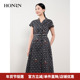 收腰显瘦连衣裙女夏季 HONRN 红人气质小众设计感a字修身 HH22OL707