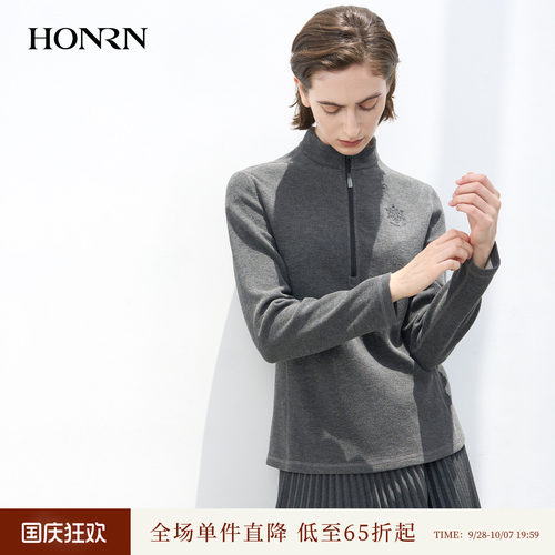 HONRN/红人半拉链立领套头针织衫
