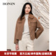 HONRN 红人可拆卸骆驼绒毛领羊毛呢子大衣外套女秋冬款 HI55OD861