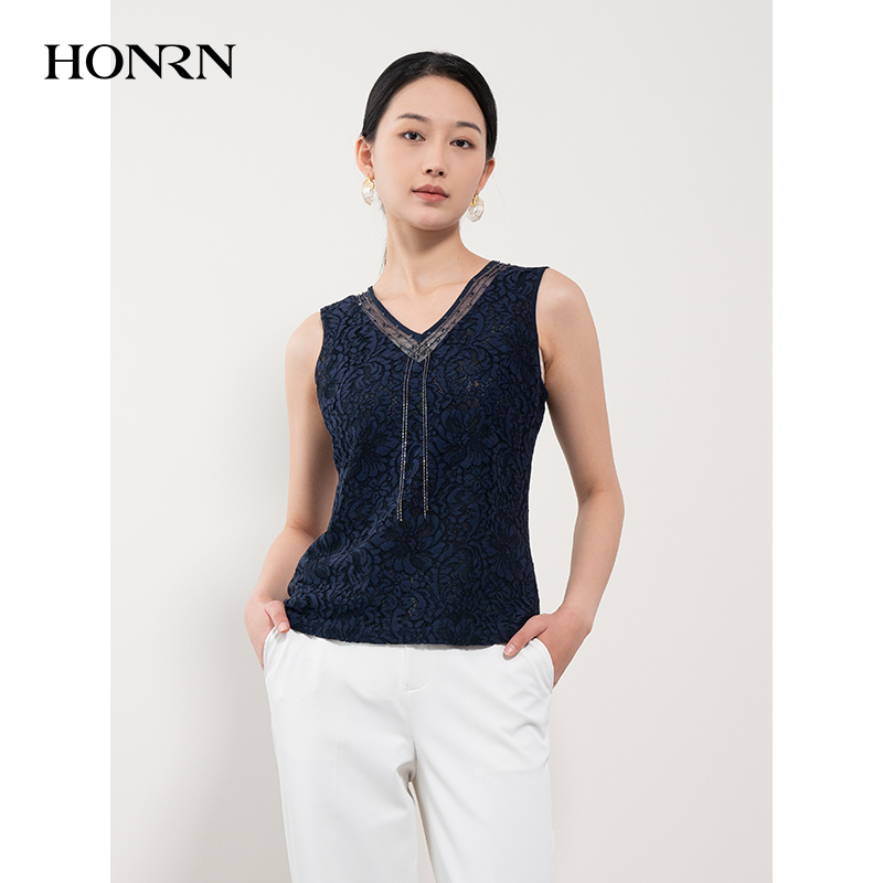 HONRN/红人蕾丝拼接背心上衣