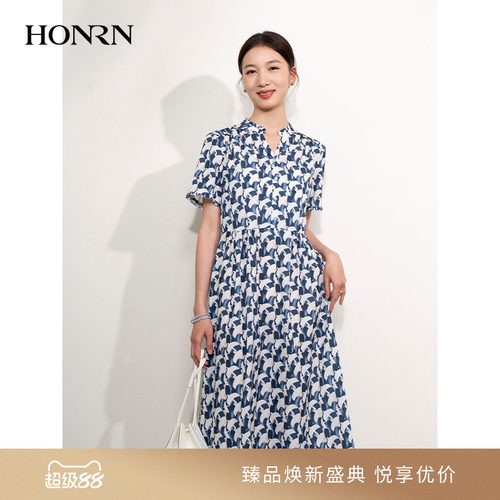 HONRN/红人收腰显瘦短袖连衣裙