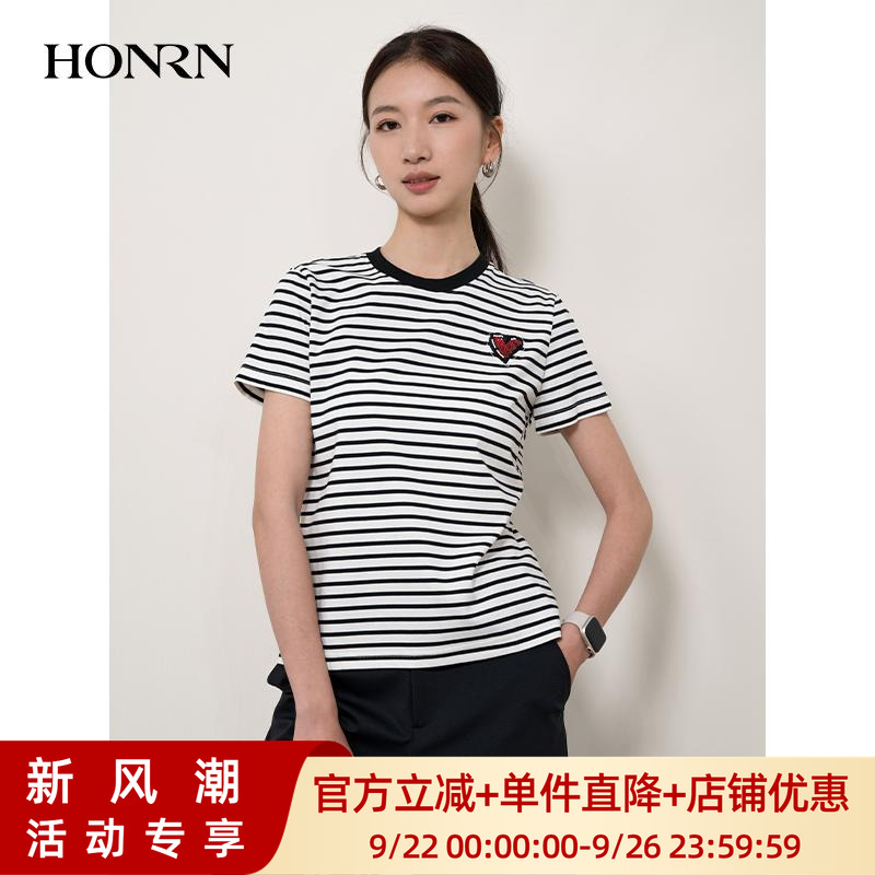 HONRN/红人短袖圆领正肩t恤上衣