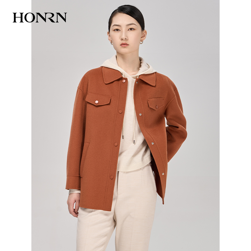 HONRN/红人羊毛短款大衣外套