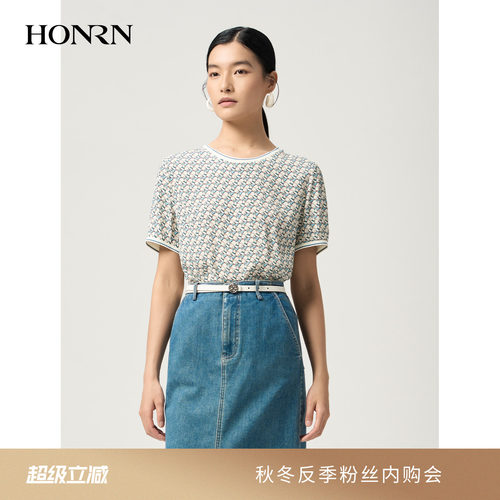 红人宽松撞色印花短袖T恤女
