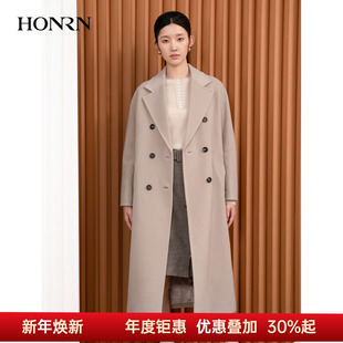 HI55OD772 山羊绒羊毛呢子大衣外套女秋冬季 HONRN 红人休闲长款