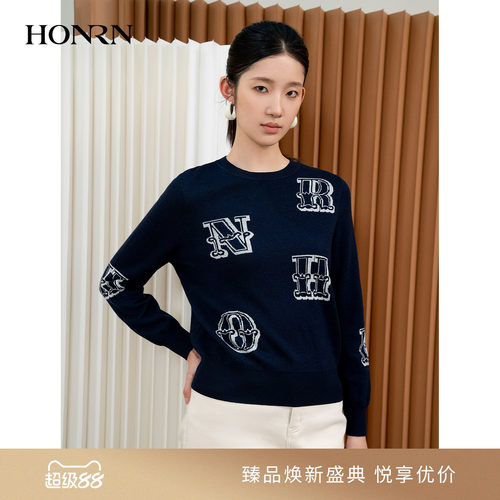 HONRN/红人圆领羊毛衣针织衫上衣