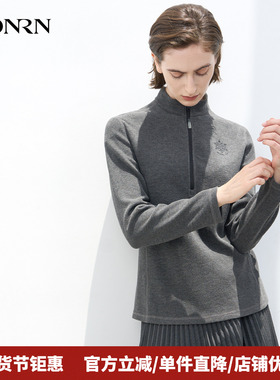 HONRN/红人半拉链立领套头针织衫女秋冬款HK58SY312