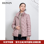 HONRN HI55YR412 冬季 红人休闲立领轻薄短款 白鹅绒羽绒服外套女款