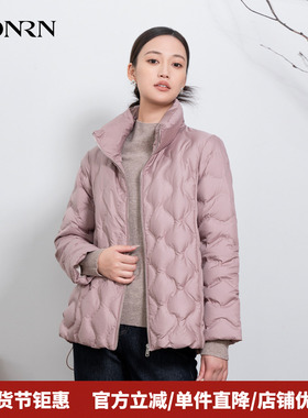 HONRN/红人休闲立领轻薄短款白鹅绒羽绒服外套女款冬季HI55YR412