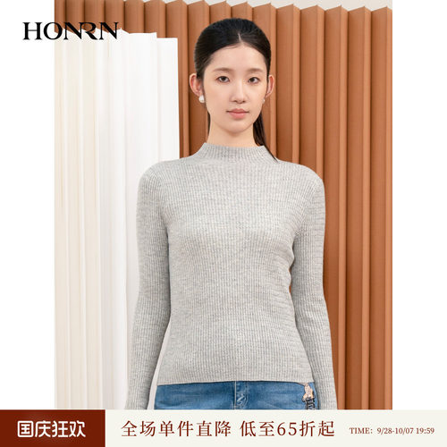 HONRN/红人半高领羊毛针织衫上衣