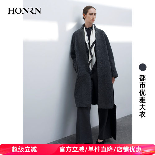 红人双面驼绒灰色保暖大衣