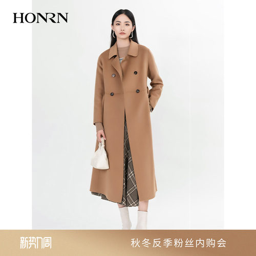 HONRN/红人羊毛中长款大衣外套